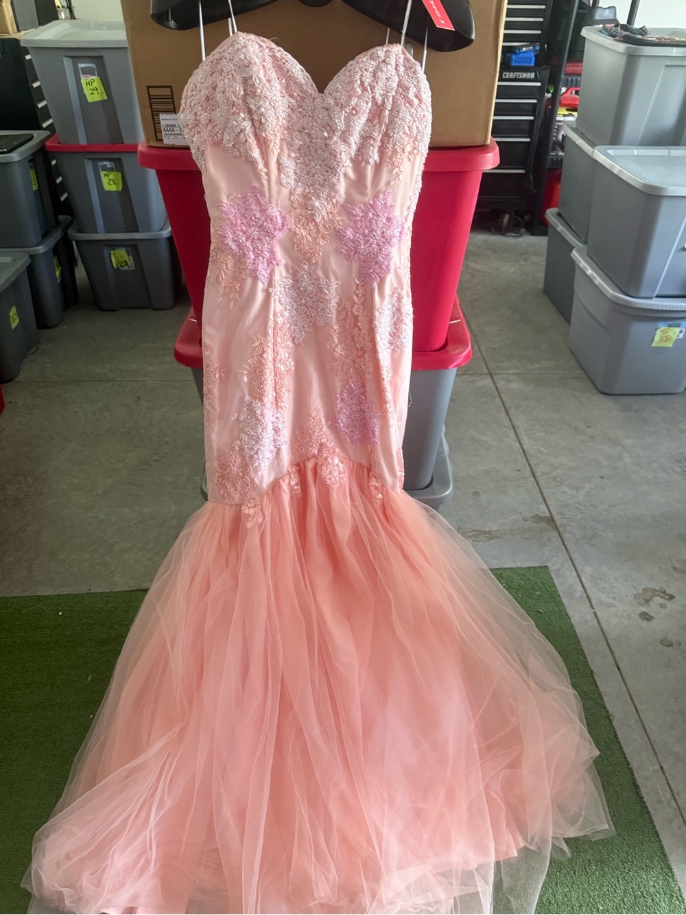 Peach Lace Mermaid Tulle Dress - Sweetheart Neckline p62